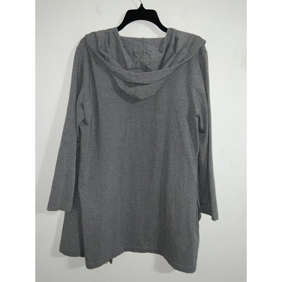 Eileen Fisher Lightweight Hoodie Cardigan Sweater with Pockets in Grey Medium - Picture 3 of 11